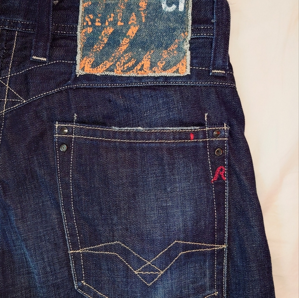 REPLAY Newdoc 29W32L Dark Wash Denim Jeans Slim Straight Western Mens Unisex